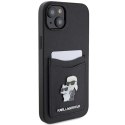 Karl Lagerfeld KLHCP15SSAPKCNPK iPhone 15 6.1" czarny/black hardcase Saffiano Cardslot Karl&Choupette Metal Pin