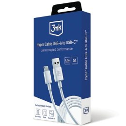 3MK Hyper Cable USB-A to USB-C 5A 60W 1.2m biały/white