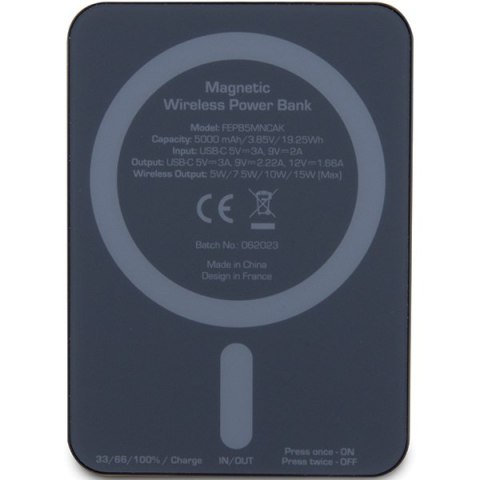 Ferrari Powerbank FEPB5MNCAK 15W 5000mAh czarny/black Metal Logo MagSafe