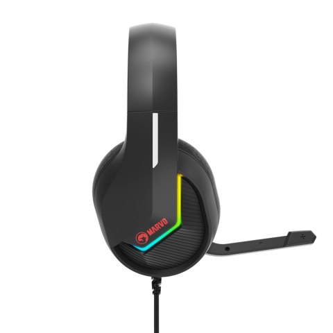Marvo H8618, słuchawki z mikrofonem, regulacja głośności, czarna, 2.0, USB