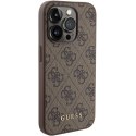 Guess GUHCP15LG4GFBR iPhone 15 Pro 6.1" brązowy/brown hard case 4G Metal Gold Logo