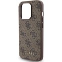 Guess GUHCP15LG4GFBR iPhone 15 Pro 6.1" brązowy/brown hard case 4G Metal Gold Logo