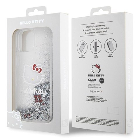 Hello Kitty HKHCP14SLIKHET iPhone 14 6.1" srebrny/silver hardcase Liquid Glitter Charms Kitty Head