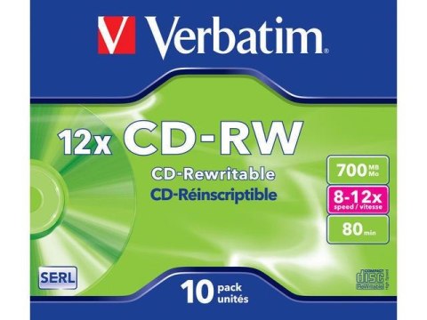 Płyty CD-RW Verbatim 700MB Scratch Resistant X12 (10 Jewel Case)