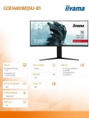 Monitor 34 cale GCB3480WQSU-B1 VA,UWQHD,180HZ,0.4ms,1500R(Curved), 2xHDMI,2xDP,2xUSB 3.2,2x3W,HDR400,HAS(110mm),VESA(100x100mm