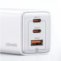 USAMS Ład. siec. 2xUSB-C+1xUSB 65W (only head) GaN PD3.0 +QC3.0 Fast Charging czarny/black Sandru Series CC180TC01 (US-CC180)
