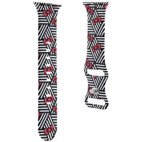 Hello Kitty Pasek HKAWMSDIEZK Apple Watch 38/40/41mm czarny/black strap Silicone Bows & Stripes