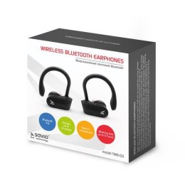 Słuchawki bezprzewodowe SAVIO TWS-03 (bluetooth; bezprzewodowe, Bluetooth; z wbudowanym mikrofonem; kolor czarny