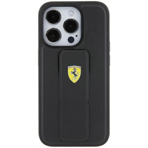 Ferrari FEHCP15SGSPSIK iPhone 15 6.1" czarny/black hardcase Grip Stand Metal Logo