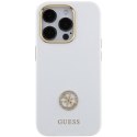 Guess GUHCP15XM4DGPH iPhone 15 Pro Max 6.7" biały/white hardcase Silicone Logo Strass 4G