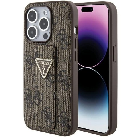 Guess GUHCP15XPGS4TDW iPhone 15 Pro Max 6.7" brązowy/brown hardcase Grip Stand 4G Triangle Strass