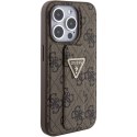 Guess GUHCP15XPGS4TDW iPhone 15 Pro Max 6.7" brązowy/brown hardcase Grip Stand 4G Triangle Strass