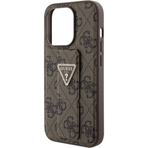 Guess GUHCP15XPGS4TDW iPhone 15 Pro Max 6.7" brązowy/brown hardcase Grip Stand 4G Triangle Strass