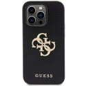 Guess GUHCP15XPSP4LGK iPhone 15 Pro Max 6.7" czarny/black hardcase Leather Perforated 4G Glitter Logo