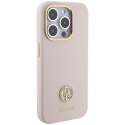 Guess GUHCP15LM4DGPP iPhone 15 Pro 6.1" jasnoróżowy/pink hardcase Silicone Logo Strass 4G
