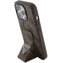 Guess GUHCP15LPGS4TDW iPhone 15 Pro 6.1" brązowy/brown hardcase Grip Stand 4G Triangle Strass