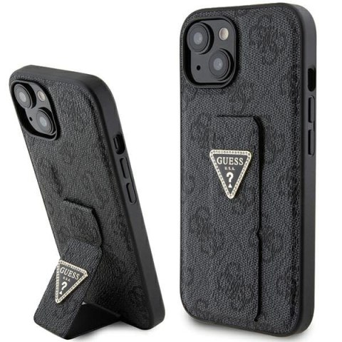 Guess GUHCP15SPGS4TDK iPhone 15 6.1" czarny/black hardcase Grip Stand 4G Triangle Strass