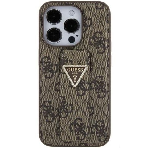 Guess GUHCP15SPGS4TDW iPhone 15 6.1" brązowy/brown hardcase Grip Stand 4G Triangle Strass
