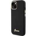 Guess GUHCP15SSMBSLK iPhone 15 6.1" czarny/black hardcase Silicone Script Metal Logo & Frame