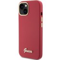 Guess GUHCP15SSMBSLM iPhone 15 6.1" magenta hardcase Silicone Script Metal Logo & Frame