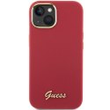 Guess GUHCP15SSMBSLM iPhone 15 6.1" magenta hardcase Silicone Script Metal Logo & Frame