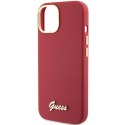 Guess GUHCP15SSMBSLM iPhone 15 6.1" magenta hardcase Silicone Script Metal Logo & Frame