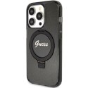 Guess GUHMP15XHRSGSK iPhone 15 Pro Max 6.7" czarny/black hardcase Ring Stand Script Glitter MagSafe