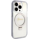 Guess GUHMP15LHRSGSD iPhone 15 Pro 6.1" przezroczysty/transparent hardcase Ring Stand Script Glitter MagSafe