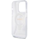 Guess GUHMP15LHRSGSD iPhone 15 Pro 6.1" przezroczysty/transparent hardcase Ring Stand Script Glitter MagSafe