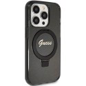 Guess GUHMP15LHRSGSK iPhone 15 Pro 6.1" czarny/black hardcase Ring Stand Script Glitter MagSafe