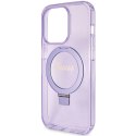 Guess GUHMP15LHRSGSU iPhone 15 Pro 6.1" fioletowy/purple hardcase Ring Stand Script Glitter MagSafe