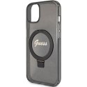 Guess GUHMP15MHRSGSK iPhone 15 Plus 6.7" czarny/black hardcase Ring Stand Script Glitter MagSafe