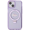 Guess GUHMP15MHRSGSU iPhone 15 Plus 6.7" fioletowy/purple hardcase Ring Stand Script Glitter MagSafe