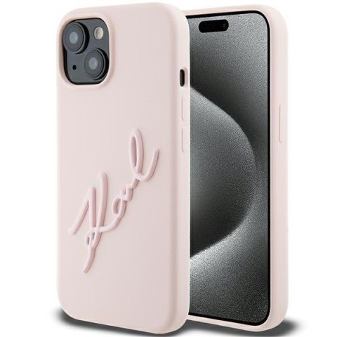 Karl Lagerfeld KLHCP15SSKSBMCP iPhone 15 6.1" różowy/pink hardcase Silicone Karl Script