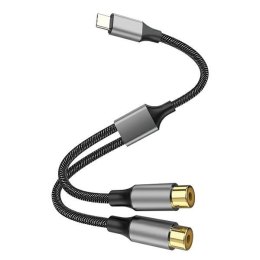 4smarts Kabel Audio USB-C - 2x cinch socket 20cm tekstylny czarny/black 456903