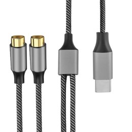 4smarts Kabel Audio USB-C - 2x cinch socket 20cm tekstylny czarny/black 456903