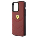 Ferrari FEHCP15XRDUR iPhone 15 Pro Max 6.7" czerwony/red hardcase Leather Stitched Lines