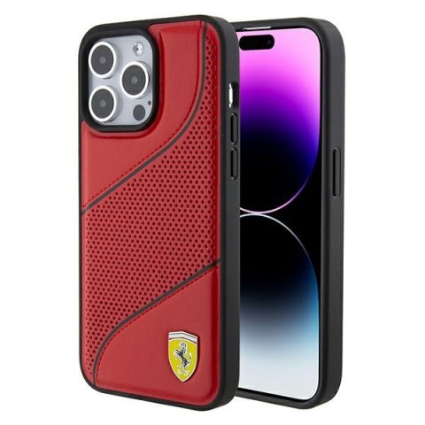 Ferrari FEHCP15LPWAR iPhone 15 Pro 6.1" czerwony/red hardcase Perforated Waves Metal Logo