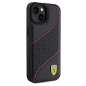 Ferrari FEHCP15SPWAK iPhone 15 / 14 / 13 6.1" czarny/black hardcase Perforated Waves Metal Logo