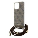 Guess GUHCP15XHC4SEW iPhone 15 Pro Max 6.7" brązowy/brown hardcase Crossbody Cord 4G Print