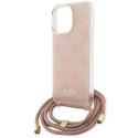 Guess GUHCP15LHC4SEP iPhone 15 Pro 6.1" różowy/pink hardcase Crossbody Cord 4G Print