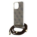 Guess GUHCP15LHC4SEW iPhone 15 Pro 6.1" brązowy/brown hardcase Crossbody Cord 4G Print