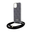 Guess GUHCP15SHC4SEK iPhone 15 / 14 / 13 6.1" czarny/black hardcase Crossbody Cord 4G Print