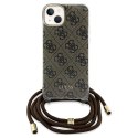 Guess GUHCP15SHC4SEW iPhone 15 / 14 / 13 6.1" brązowy/brown hardcase Crossbody Cord 4G Print