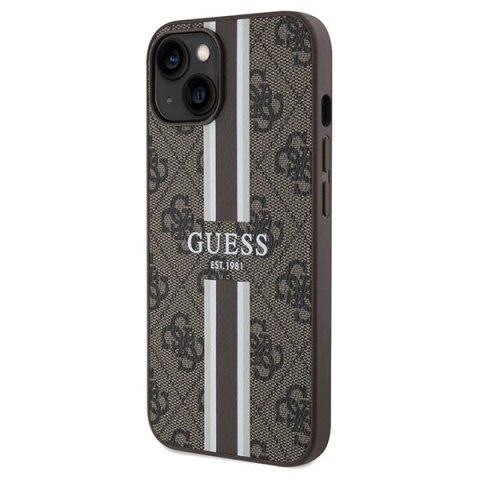 Guess GUHMP15SP4RPSW iPhone 15 / 14 / 13 6.1" brązowy/brown hardcase 4G Printed Stripes MagSafe