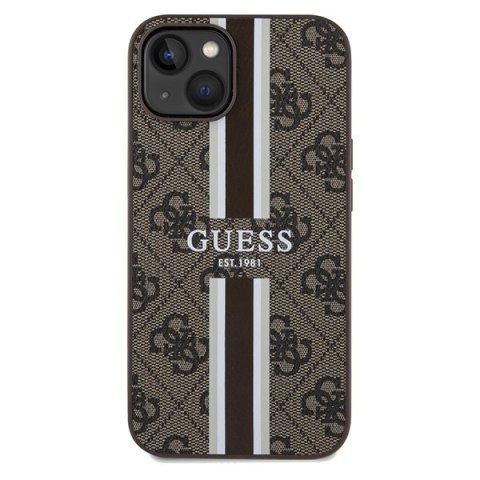 Guess GUHMP15SP4RPSW iPhone 15 / 14 / 13 6.1" brązowy/brown hardcase 4G Printed Stripes MagSafe