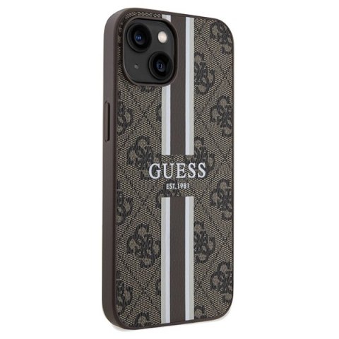 Guess GUHMP15SP4RPSW iPhone 15 / 14 / 13 6.1" brązowy/brown hardcase 4G Printed Stripes MagSafe