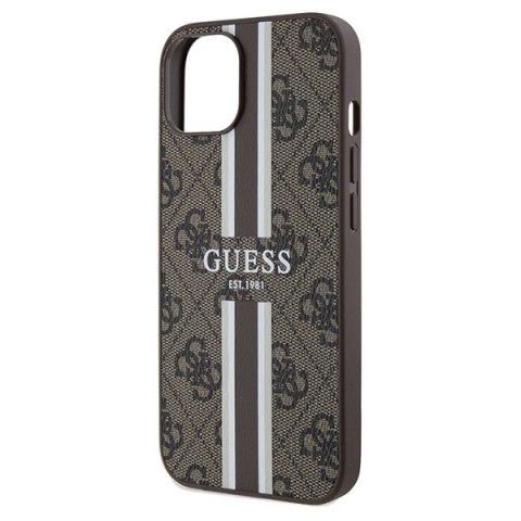Guess GUHMP15SP4RPSW iPhone 15 / 14 / 13 6.1" brązowy/brown hardcase 4G Printed Stripes MagSafe