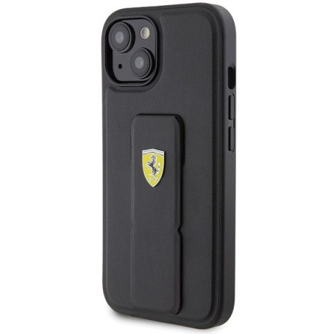 Ferrari FEHCP15SGSPSIK iPhone 15 6.1" czarny/black hardcase Grip Stand Metal Logo