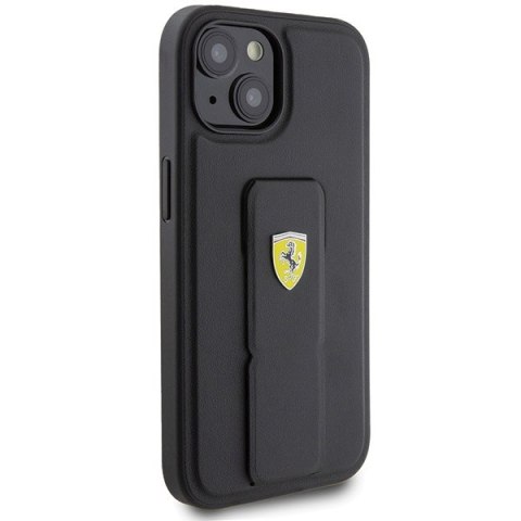 Ferrari FEHCP15SGSPSIK iPhone 15 6.1" czarny/black hardcase Grip Stand Metal Logo